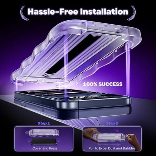 GolbinBox for iPhone 17 Pro Screen Protector, [12FT Military-Grade Shatterproof] [9H+ Tempered Glass] [Easy Installation] [HD Clear] Full Coverage Protection for iPhone 17Pro 6.3", 2 Pack - Thumbnail 3