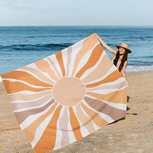 Beach Blanket Waterproof Sandproof, Extra-Large Picnic Blankets with Stakes & Travel Bag, Lightweight, Quick-Dry, Compact Beach Mat for Outdoors, Camping, Beach, Trips – Summer Vacation Essentials - Thumbnail 4