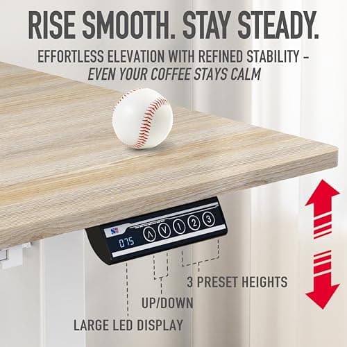 SHW 48-Inch Electric Height Adjustable Standing Desk with Drawer, Memory Preset and Cable Management Tray, Maple - Thumbnail 6