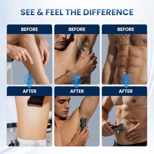 Body Hair Trimmer for Men 3-in-1 Groin, Pubic & Ball Trimmer with Skin Safe No-Nick Blades, IPX6 Waterproof Wet/Dry Electric Shaver for Chest, Underarms, Legs, USB-C Rechargeable Grooming Kit - Thumbnail 3