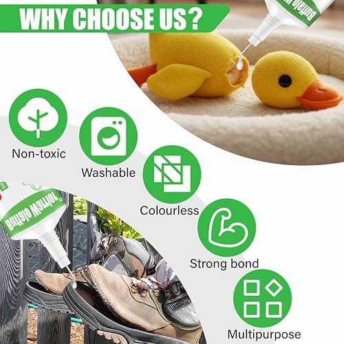 Fabric & Shoe Glue - Professional Grade, Clear, Waterproof, High-Strength Adhesive for Car Seats, Sneakers, Leather, Boots, Hiking Gear - All-Purpose Strong Bond, 2 oz/60ml - Thumbnail 2