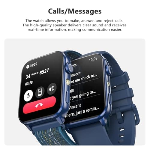 Blackview Smart Watch for Men Women,1.91" HD Touchscreen Fitness Watch with Flashlight, Bluetooth Notifications/Make Calls, Heart Rate/Sleep Monitor/2 Straps, Fitness Watch for Android/iPhone - Thumbnail 5