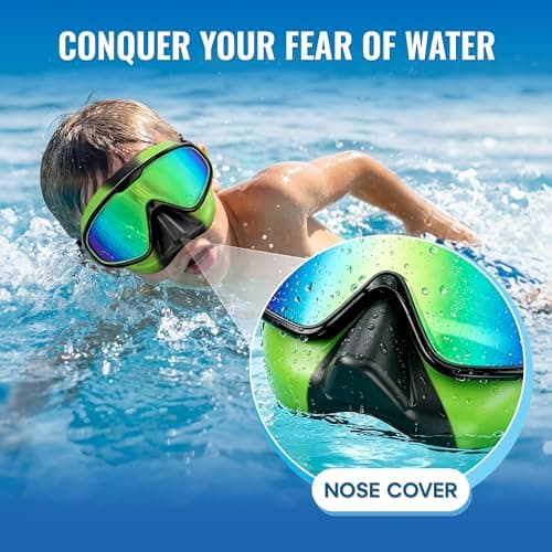 Aegend 2PCS Swim Goggles with Nose Cover,Kids Swimming Goggles with Fabric Strap,Wide View No Leaking Pool Goggles for Kid Youth Adult - Thumbnail 2