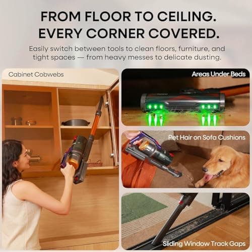 KIPMAX Cordless Vacuum Cleaner, 50KPa 550W Stick Vacuum for Home, 70Mins Anti-Tangled Vacuum Cleaner for Pet Hair/Carpet/Floor, Self-Standing Vacuum with Rechargeable Battery, LED Display&Aromatherapy - Thumbnail 6