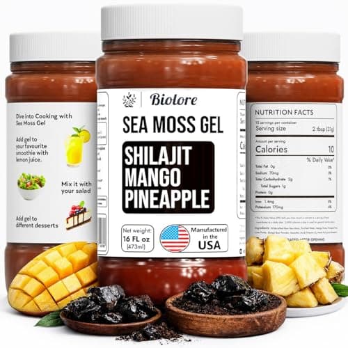 Biolore Sea Moss Gel Superfood – Shilajit Mango Pineapple, 16 oz | 2-Week Supply | Wildcrafted Sea Moss Jelly with Minerals & Electrolytes, Vegan, Made in USA - Image 1