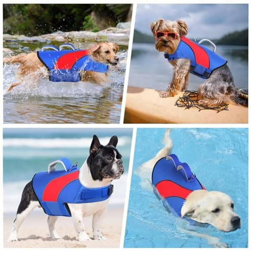 Doglay Dog Life Jacket with Double Rescue Handles, High Flotation Dog Life Vests for Swimming, Reflective Swimming Vest Safety Lifesaver for Small Medium Large Dogs - Thumbnail 3