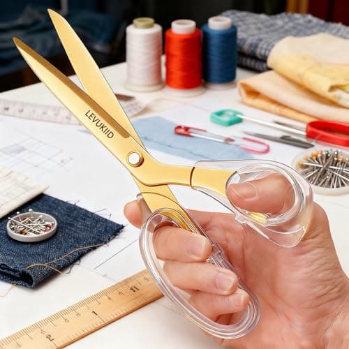 scissors all purpose scissors for office, 9 Inch Titanium Coated Blades and Ergonomic, Clear Sscissors for Office Desk, Modern Design for Craft, Sewing, fabric,Office/Gold - Thumbnail 2