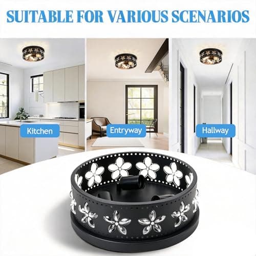 Glintawn 12.6 Inch Black Flush Mount Ceiling Light Fixture - Thumbnail 6