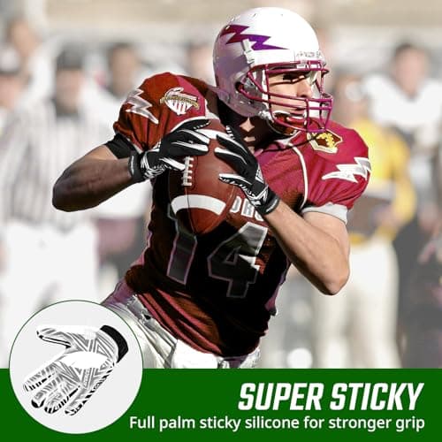 ATERCEL Football Gloves Men Football Receiver Gloves, Enhanced Performance and High Grip Rugby Glove for Adults - Thumbnail 2