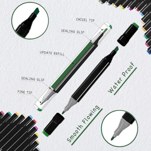 HEVEGRD 80 Colors Alcohol Markers Set, Dual Tips Blender Art Marker for Drawing Permanent Sketch Marker for adult coloring, Illustrations Alcohol Based Markers, Artist Pens - Thumbnail 4