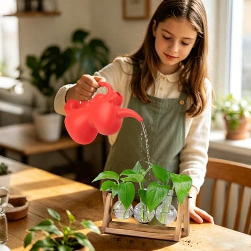 XXXFLOWER Unicorns Indoor Watering Can, 1 L Cute Animal Water Cans, Novelty Unicorns Shape Watering Pot for Office House Indoor Garden（Red） - Thumbnail 3