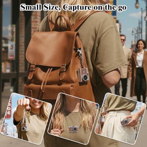 Mini Keychain Digital Camera 1080P, Ultra-Portable Small Retro Camera 32GB Card 6 Filters Video Recorder for Travel Camp Snap Study Party Collectible Vintage Camera Gift Kid Teens Beginner Trendsetter - Thumbnail 3