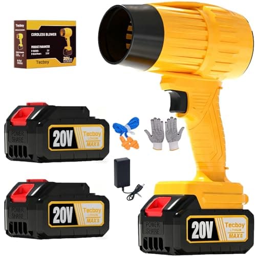 Handheld Leaf Blower Cordless Electric Small RechargeableTurbo Jet Blower With 2X4.0Ah Battery Powered Portable Compact Mini Blowers For Patio Lawn Care, Leaves, Dust Gravel, Driveway Car Yard(Yellow) - Image 1