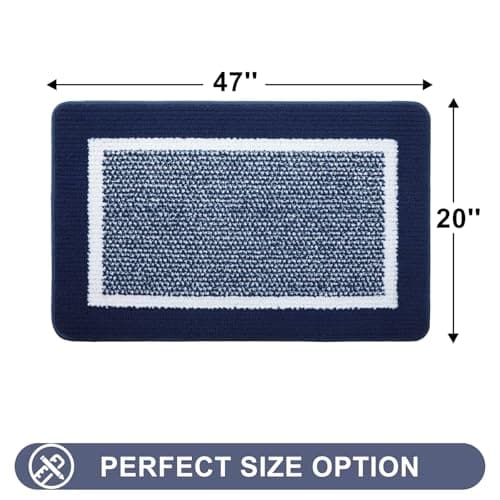 Colorxy Indoor Door Mat, Non-Slip Absorbent Resist Dirt Entrance Mat, Sturdy Low-Profile Inside Floor Carpet Mats, Washable Front Entry Doormats for Entryway, 47''x20'', Navy - Thumbnail 2