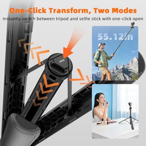 Tripod for DJI Osmo Nano/Osmo Action 6, 55” Magnetic Quick Release Selfie Stick Extension Rod Table Desk Portable Handle Grip Stand with Cold Shoe for DJI Osmo Nano/Action 6 Accessories - Thumbnail 3
