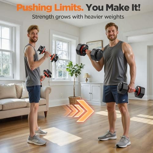 2025 Updated Adjustable Dumbbell Set of 2, 5-IN-1 Weights Dumbbell Set with Storage Box, 25lbs/55lbs Adjustable Weights with Anti-slip Silicone Grip, Weight Set For Home Gym Suit both Men and Women (55LBS Pair(Total 110LBS)) - Thumbnail 4