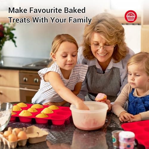 Redfly 2 Pack Silicone Muffin Pans for Baking & Cupcake Pan - 12 Cup Regular Size Silicone Molds, BPA Free Egg Bites Mold - Thumbnail 6