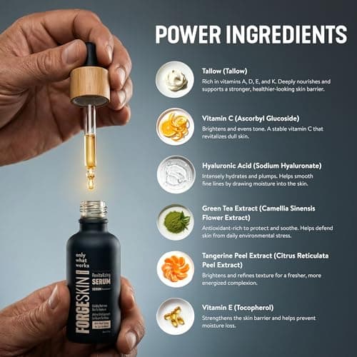 FORGE SKIN® Night Beef Tallow Serum for Men [TALLOW-BASED] - Facial Essence for Face Wrinkles with Essential Oils - Natural Green Tea Skincare for Radiance and Skin Hydration (1.7 OZ) - Thumbnail 3