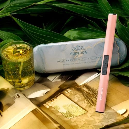 FUKKUDA Electric Candle Lighter with Gift Box - USB Rechargeable Windproof & Flameless Plasma Arc Lighter for Candles, Ocean Box Rose Gold - Thumbnail 6