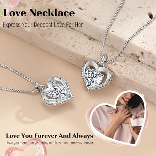 Sistble Valentines Day Gifts for Mom, Mom Birthday Gifts from Daughter Son I Love You Heart Necklace Christmas Retirement Gift for Women Jewelry - Thumbnail 2