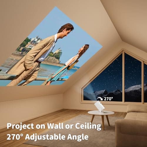 Mini Projector with 4K Support, Portable Projector with Electric Focus & Keystone, 270° Rotatable Stand, Short Throw Home & Outdoor Movie Projector Compatible with TV Stick, Phone & Laptop - Thumbnail 5