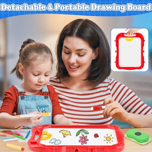 Chalk Board Easel for Kids Toys,Double-Sided Magnetic Kids Chalkboard and Dry Erase Boards,Toddler Toys for 3 Year Old Boy Gift,Art Easel Learning Educational Toy for 3 4 5 Years Old Boys Gift - Thumbnail 5