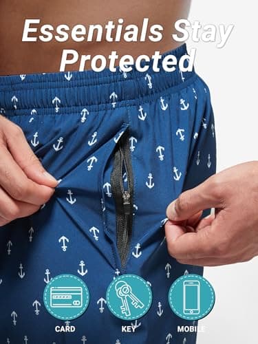 Arcweg Mens Swimming Trunks 2 in 1 with Boxer Liner 5.5" Quick Dry Swimwear Bathing Suit Swim Shorts with Zipper Pockets XXL(US) - Thumbnail 5