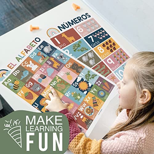 Hadley Designs Spanish Posters for Classroom - 12 Bilingual Educational Posters for Spanish Classroom Decorations Must Haves, Calendario y Alfabeto en Español Para la Pared, Boho Teacher Supplies - Thumbnail 2