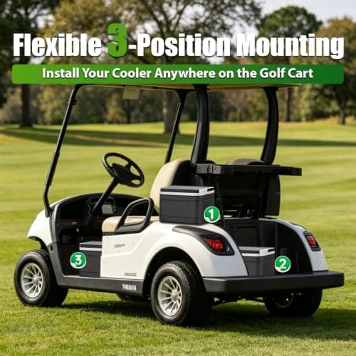 Golf Cart Cooler Mount, 48H Insulated Golf Cart Ice Chest, Portable Golf Cooler Mount Compatible with Yamaha Club Car EZGO, Replaces OEM 102588101 103886801 | Perfect Father's Day Gifts - Thumbnail 4