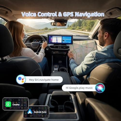 Portable Wireless Carplay Screen for Car with Dash Cam & 1080P Backup Camera, 8.1" Touch Screen Car Stereo with Apple Carplay & Android Auto, BT/FM/AUX/GPS Nav/Mirror Link/Voice Control - Thumbnail 4