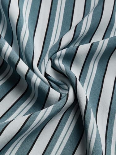 Hardaddy Men's Classic Color Contrast Striped Shirt Long Sleeve Casual Button Down Shirts Blouse Blue 01 XXL - Thumbnail 6