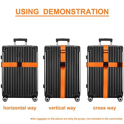 Luggage Straps for Suitcases TSA Approved Travel Belt 4 Pack by Chelmon(Orange) - Thumbnail 5