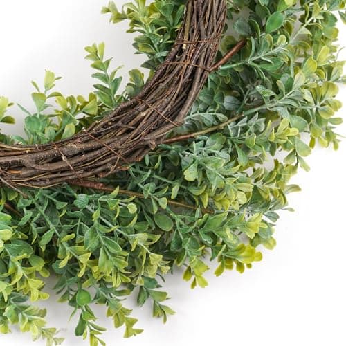 Wreaths for Front Door 28", Door Spring Wreath with Eucalyptus Boxwood Leaves, Greenery Wreath Door Decoration for Spring Summer All Season Home and Outdoor - Thumbnail 4