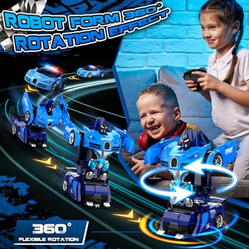 AONEPTR Remote Control Car, One-Click Becoming Robot Transforming Toys Car for Boys, Smooth Deformation, Demo Mode, 360° Rotation, Easy to Use, 2.4GHZ, with LED Lights, RC Cars for Christmas, Kids - Thumbnail 4