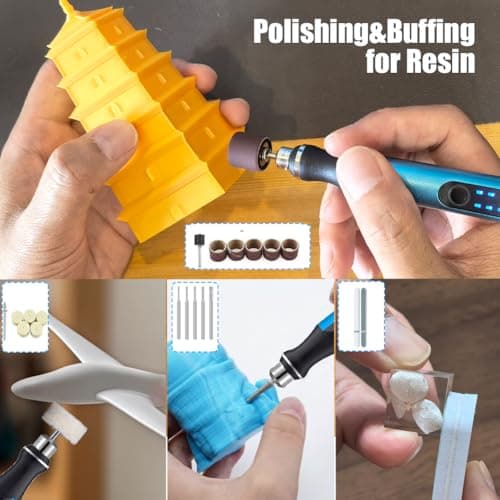 Resin Polishing Tools Kit,Electric Resin Drill Kit,Rotary Pen & Deburring Tool 3D Printing for Keychain Making,Jewelry Art,Resin Duberring, Drilling,Polishing,Engraving,DIY - Thumbnail 6