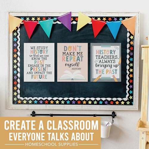 Hadley Designs 6 Social Studies Classroom Decorations – US History Posters for Elementary, Middle School and High School, Durable World History Wall Art for Teachers - Boho Classroom Decor - Thumbnail 4