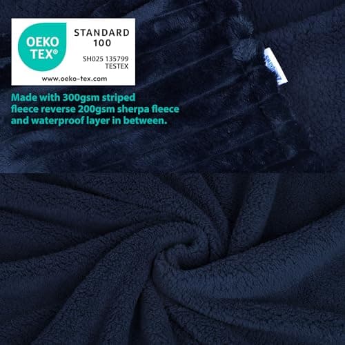ZAKAPAWS Waterproof Pet Blanket for Large Dogs & Cats - Reversible Calming Plush, Washable Furniture Cover for Couch, Bed, Car Seat, Blocks Leaks, Stains & Pet Fur (Navy, 30"x40") - Thumbnail 2