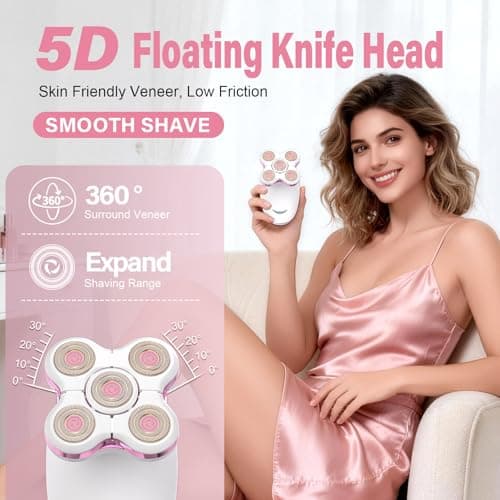 Electric Razors for Women Legs: Rechargeable Body Shaver - Waterproof Wet Dry Hair Remover - Applicable to Facial, Leg, Arm, Bikini Area - Thumbnail 2