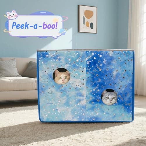 CWV Interactive Cat Toys for Indoor Cats, Kitten Toys with Scratch Pad， Cat Hideaway with Peekaboo Holes, Star Cat House Cave with Soft Pillow - Thumbnail 3