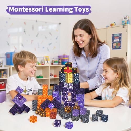 VNLINA Magnetic Blocks Building Toys - 108PCS Magnet Building Block Set Construction Cubes STEM Sensory Stacking Kids Toy for Age 3-5, 4-8, 8-12 - Thumbnail 5
