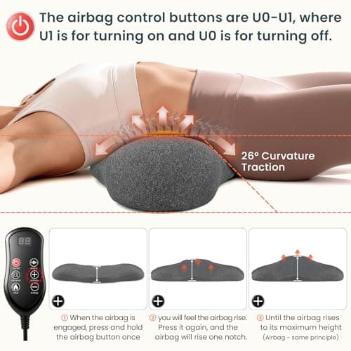 Sanivor 3 in 1 Lumbar Massager Support Pillow - Smooth Triple Fusion Back Massager with Heat,Vibration Massager & Airbag Traction for Pain Relief Deep Tissue Ergonomic,Memory Foam Lower Back Massager - Thumbnail 4