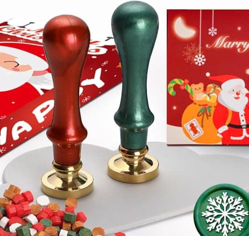 WUERLIN Christmas Wax Seal Stamp Kit,Santa Claus Wax Seal Stamp add Snowflake with Deep Engrave Great for Decoration Holiday Cards New Year Envelopes (Santa Sealing KIT) - Thumbnail 4
