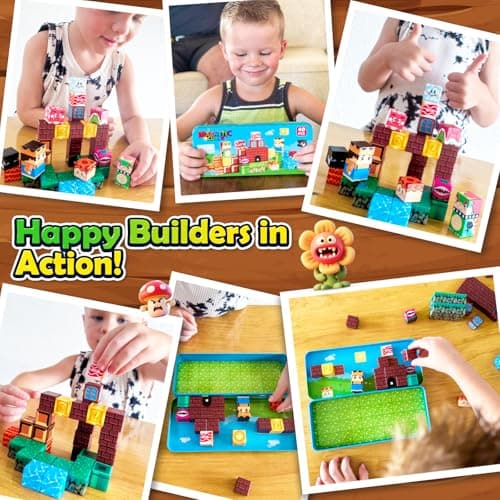 Soyee Magnetic Blocks Travel Toys with Portable Metal Tin - STEM Magnet Building Blocks Toddler Kids Toys for 3 4 5 6 7 8 Year Old Boys & Girls Xmas Birthday Gifts Stocking Stuffers Party Favor - Thumbnail 2