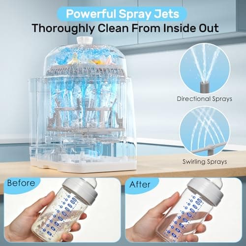 Bottle Washer Pro, All-in-One Baby Bottle Washer and Sterilizer & Dryer with 60 Detergent Tablets, Cleaning Machine for Bottles, Pump Parts & Baby Essentials, Deep Cleaning, Replaces Hand Washing - Thumbnail 3