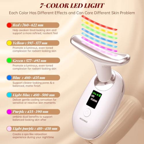 Facial Massager, Face Massager Tool,7 in 1 Face Sculpting Tool with Vibration and LED Lights for Face & Neck,Jawline Lifting Tighten Skin Care Tools Women Gifts - Thumbnail 4