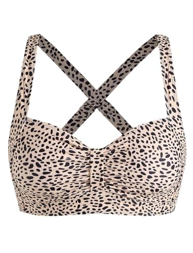 ZAFUL Women Leopard Bikini Top - Supportive Ruched Swim Top Only 2025 Retro Bathing Suit Tops for Large Bust (Leopard XXL) - Image 1
