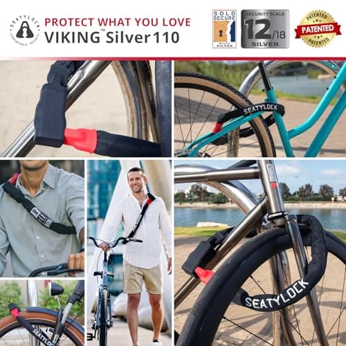 Seatylock Viking Bike Chain Lock with Key - Magnetic Patented Sold Secure Silver Rated - Heavy Duty Anti Theft - Smart Ultra Security Bicycle Lock (43.3 Inch) - Thumbnail 5