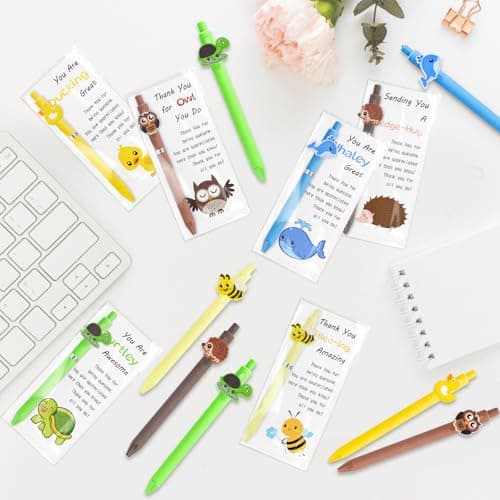 Auch Employee Appreciation Gifts Bulk – 30 Pack Inspirational Animal Ballpoint Pens with Funny Thank You Cards for Coworkers, Teachers, Team & Staff (Multicolor) - Thumbnail 4