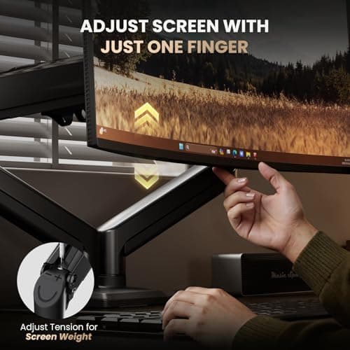 SIAGO Dual Monitor Stand, 15 to 32 Inch Monitor Arm, Adjustable Monitors Mount with C-Clamp and Grommet Installation, Made of Iron and Al, VESA Monitor Stand for Desk - Fits 4.4 to 19.8lbs Monitors - Thumbnail 4