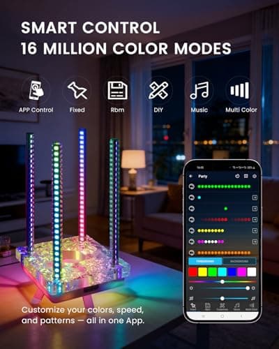 Heepulor Music Sync RGB Ambient Light, App Controlled & Sound Reactive Audio Visual Lighting for Gaming Desk, Party & Desk Setup (Grey) - Thumbnail 3